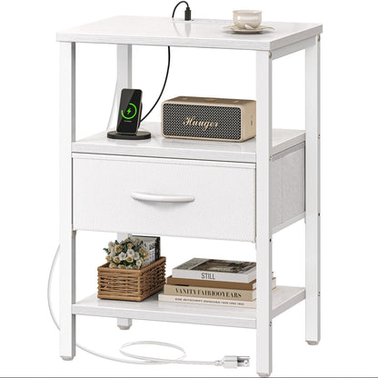 SUPERJARE Nightstand with Charging Station, USB-C Port, Bedside Table