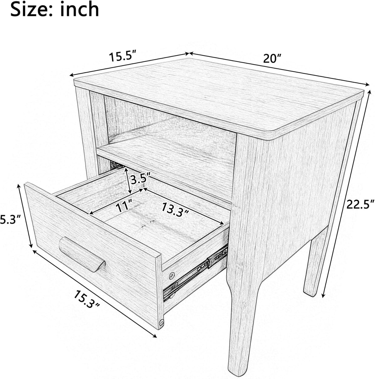 Merax Bamboo Nightstands Set of 2, Night Stands w/Drawer & Shelf, Brown