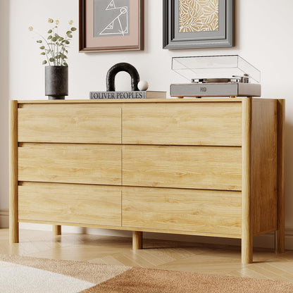 HOUROM Walnut Dresser for Bedroom,63"Wide 9 Drawer Mid Century Modern Chest
