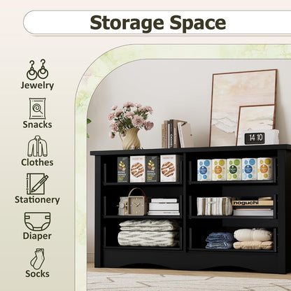Shahoo Black Dresser for Bedroom with 6 Drawers, 47.2" Wood Dresser
