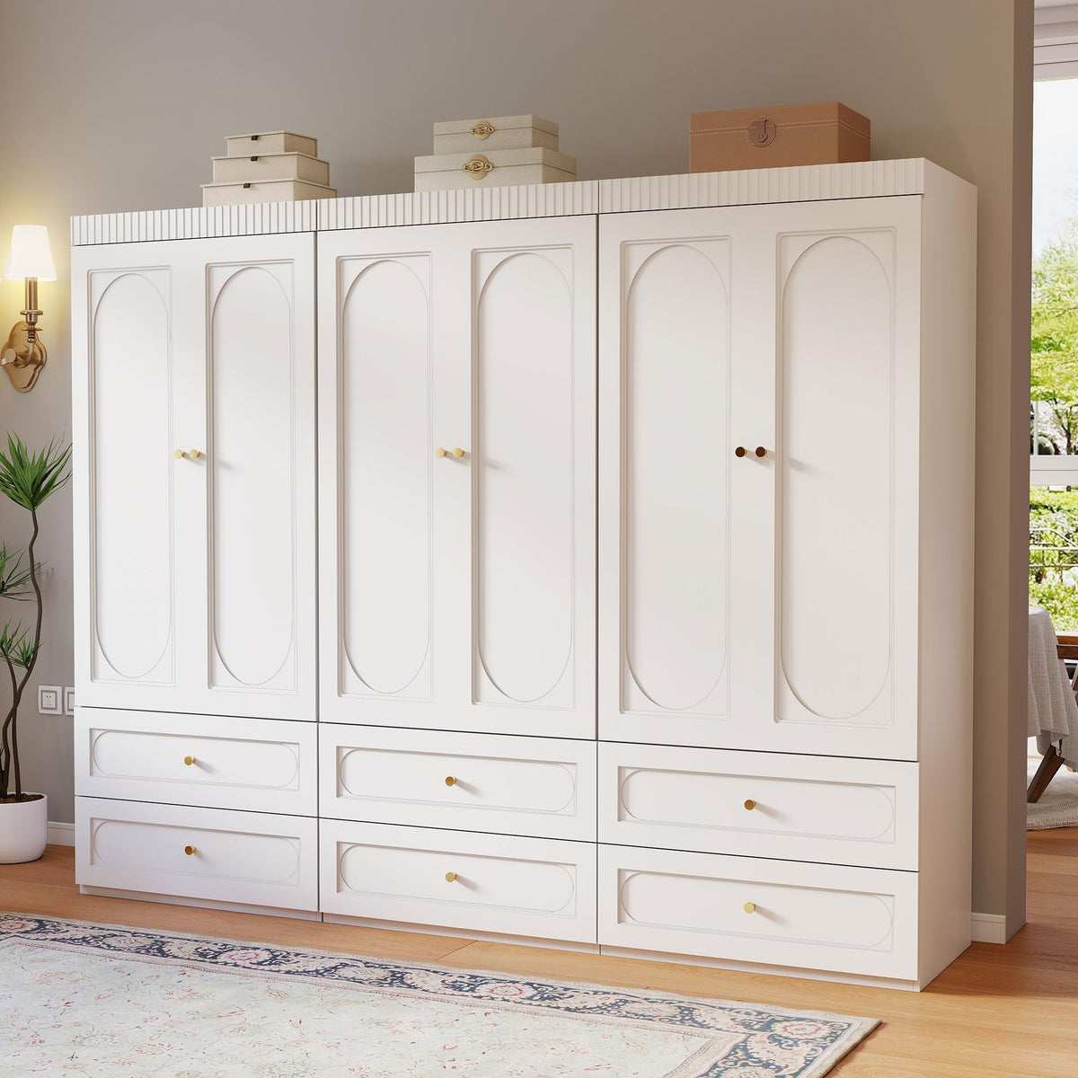 White Wooden Wardrobe Closet with 2 Doors, 75" Tall x 32" Wide