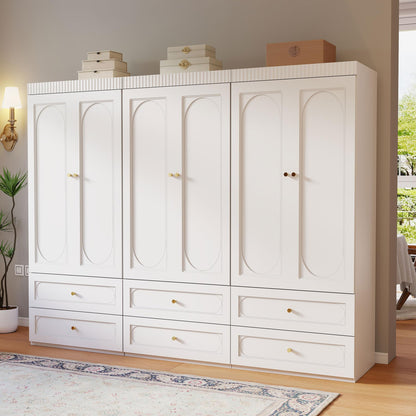 White Wooden Wardrobe Closet with 2 Doors, 75" Tall x 32" Wide
