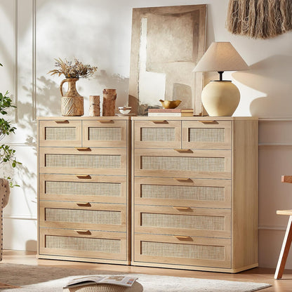 LEYAOYAO Rattan Dresser for Bedroom, 41" Tall Chest of Drawers