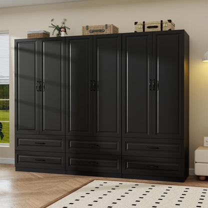 Black Armoire Wardrobe Closet with 3 Drawers, 75" H x 32" W Armoire
