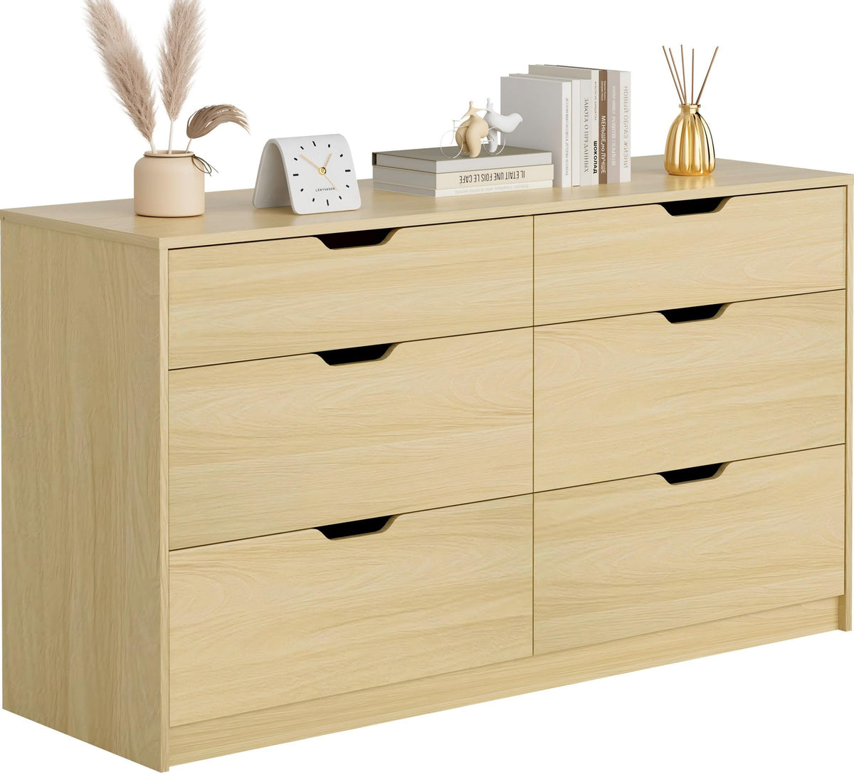 Furmax Dresser for Bedroom with 6 Drawers, 47.2" Modern Dressers, Black