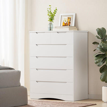 Gizoon Tall 6 Drawer Dresser, Black Bedroom Chest of Drawers Cabinet