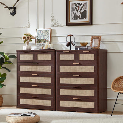 LEYAOYAO Rattan Dresser for Bedroom, 41" Tall Chest of Drawers