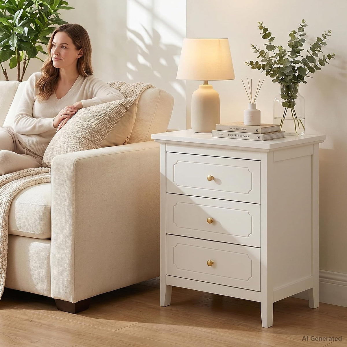 3 Drawer Nightstand, Modern Bedroom Storage Night Stand
