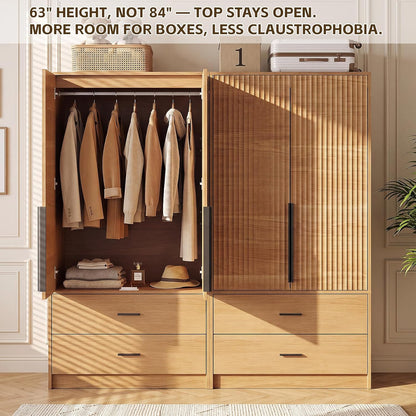 Fluted Modular Armoire w/Drawers, 31.5" W x 63" H