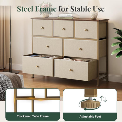 Fabric Dresser for Bedroom with 7 Drawers, Chest of Drawers