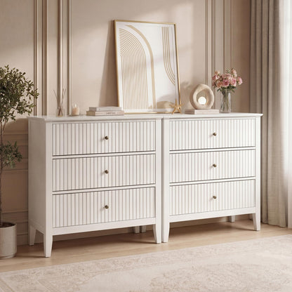 RoyalCraft 6 Drawer Dresser, Fluted Modern Wood Chest of Drawers, Long Dresser for Bedroom TV Stand Storage Cabinet for Living Room, Blue