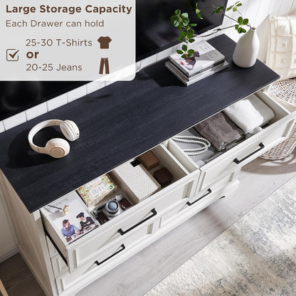ACCOHOHO Farmhouse 8 Drawers Dresser Chests for Bedroom, Antique White