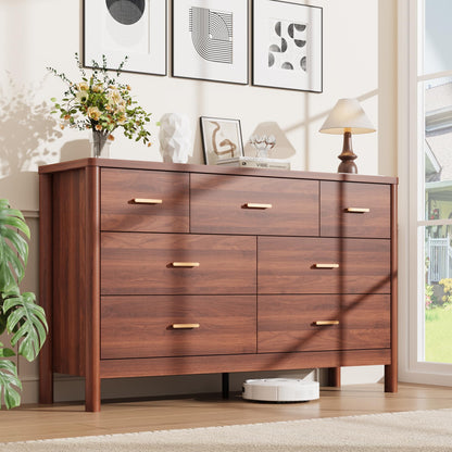 Garvee 6 Drawer Dresser, Wooden Storage Chest of Drawers, White & Brown