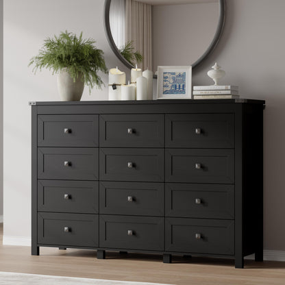 BORNOON 9-Drawer Dresser, Modern Wooden Storage Chest of Drawers, Dresser TV Stand, Wood Drawer Organizer with Metal Handles for Bedroom, Living Room, Hallway