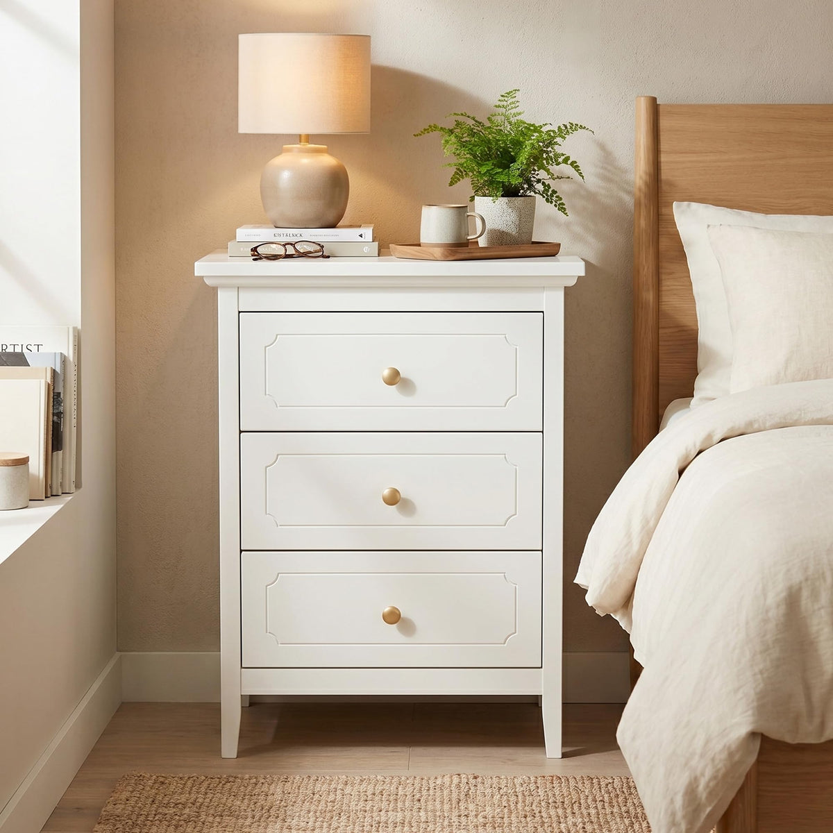 3 Drawer Nightstand, Modern Bedroom Storage Night Stand