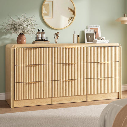 Decofy Fluted 9 Drawers Dresser, 63'' Wide Chest of Drawers for Bedroom