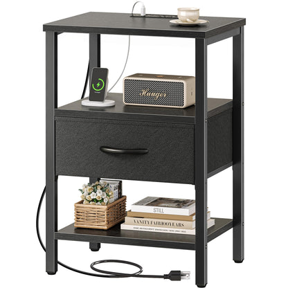 SUPERJARE Nightstand with Charging Station, USB-C Port, Bedside Table
