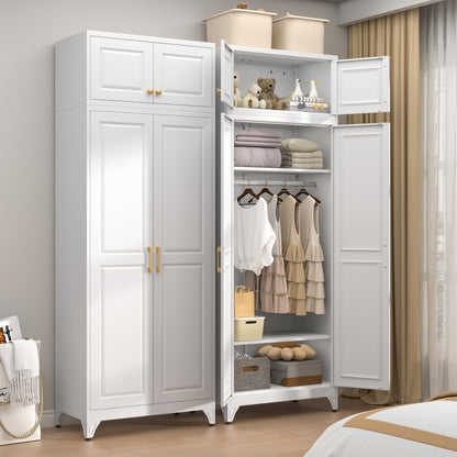 71" Black Metal Armoire Wardrobe Closet with Panel Doors