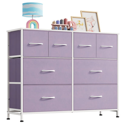 WLIVE Wide Dresser for Bedroom, 8 Drawer Chest of Drawers, Black Wood Grain