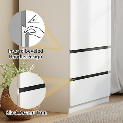 White Armoire Wardrobe Closet with 2 Drawers: 75" H x 31.5" W