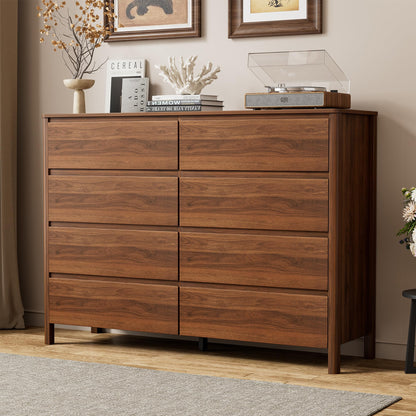 Furniway 63" Wide 9 Drawer Wood Dresser for Bedroom with Legs, Walnut
