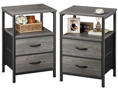 Huuger Night Stand Set of 2, Nightstand with 2 Drawers, Bedside Table