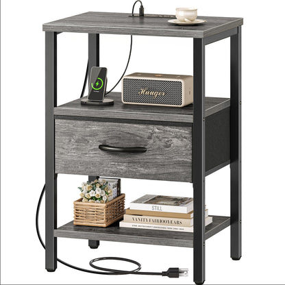 SUPERJARE Nightstand with Charging Station, USB-C Port, Bedside Table