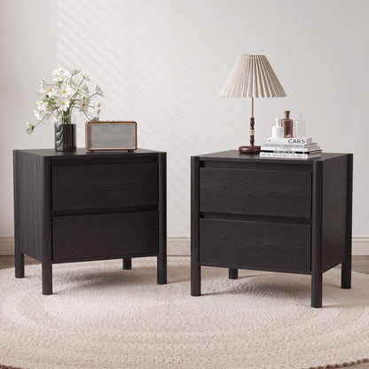 CHUWELL Mid Century Modern Walnut Nightstand Set of 2 for Bedroom