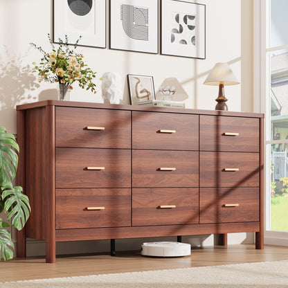 Garvee 6 Drawer Dresser, Wooden Storage Chest of Drawers, White & Brown