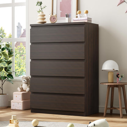 Jocoevol Black 5 Drawer Dresser for Bedroom, 15" D x 23.7" W x 40.4" H in Simply Chest of Drawers, Wood Storage Dresser with Drawers for Living Room Hallway Entryway, Black
