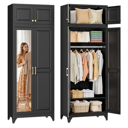 SteeLoong Metal Wardrobe Cabinet,Armoire Wardrobe Closet with Hanging Rod