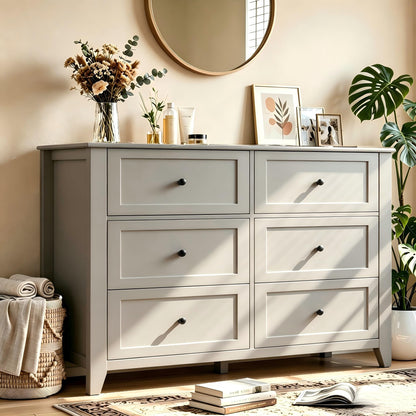 Garvee Grey 7-Drawer Dresser for Bedroom, 54" Entryway Storage Organizer