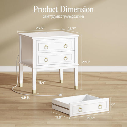 Huuger 27.6 Inch Tall Nightstand with Charging Station, USB-C Port