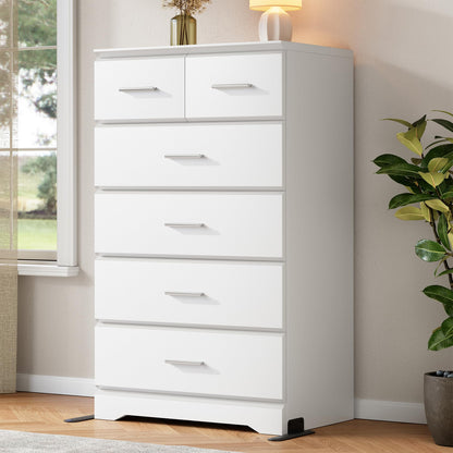 Jocoevol Brown 6 Drawer Dresser for Bedroom, Chest of Drawers with Silver Handle, Wood Storage Dresser with Deep Drawers for Bedroom, Living Room, Hallway Entryway (52.76 * 21.26 * 7.87 in)