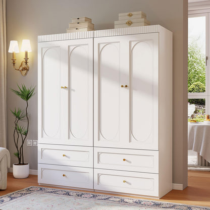 White Wooden Wardrobe Closet with 2 Doors, 75" Tall x 32" Wide