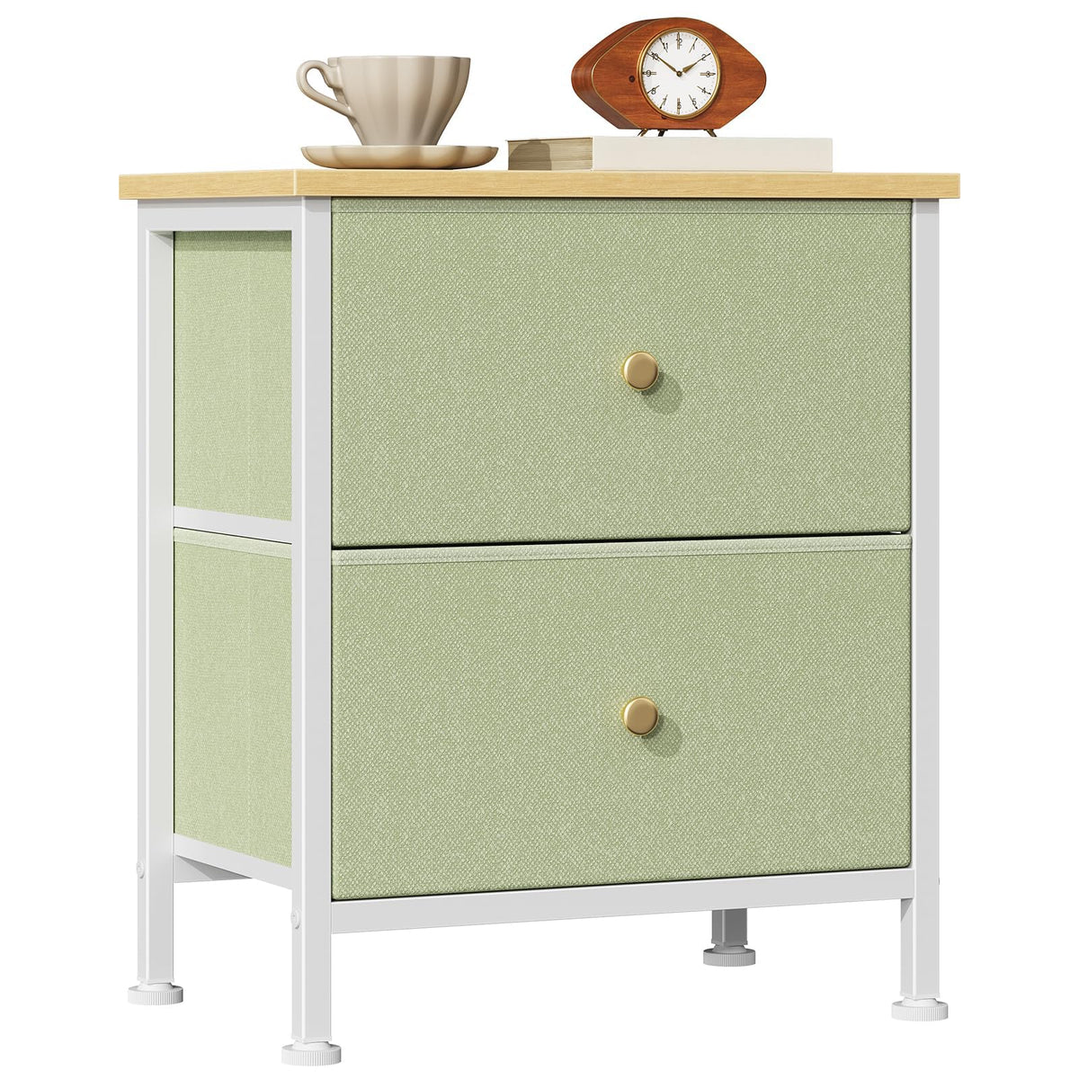 Sweetcrispy Nightstands Set of 2 with 2 Storage Drawer, Small Bedside Table