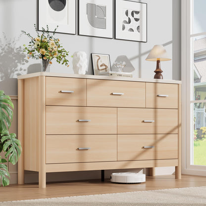 Garvee 6 Drawer Dresser, Wooden Storage Chest of Drawers, White & Brown