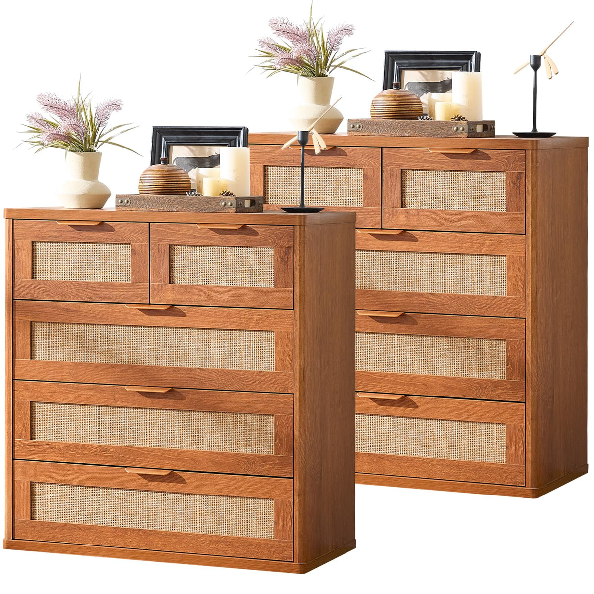LEYAOYAO Rattan Dresser for Bedroom, 41" Tall Chest of Drawers