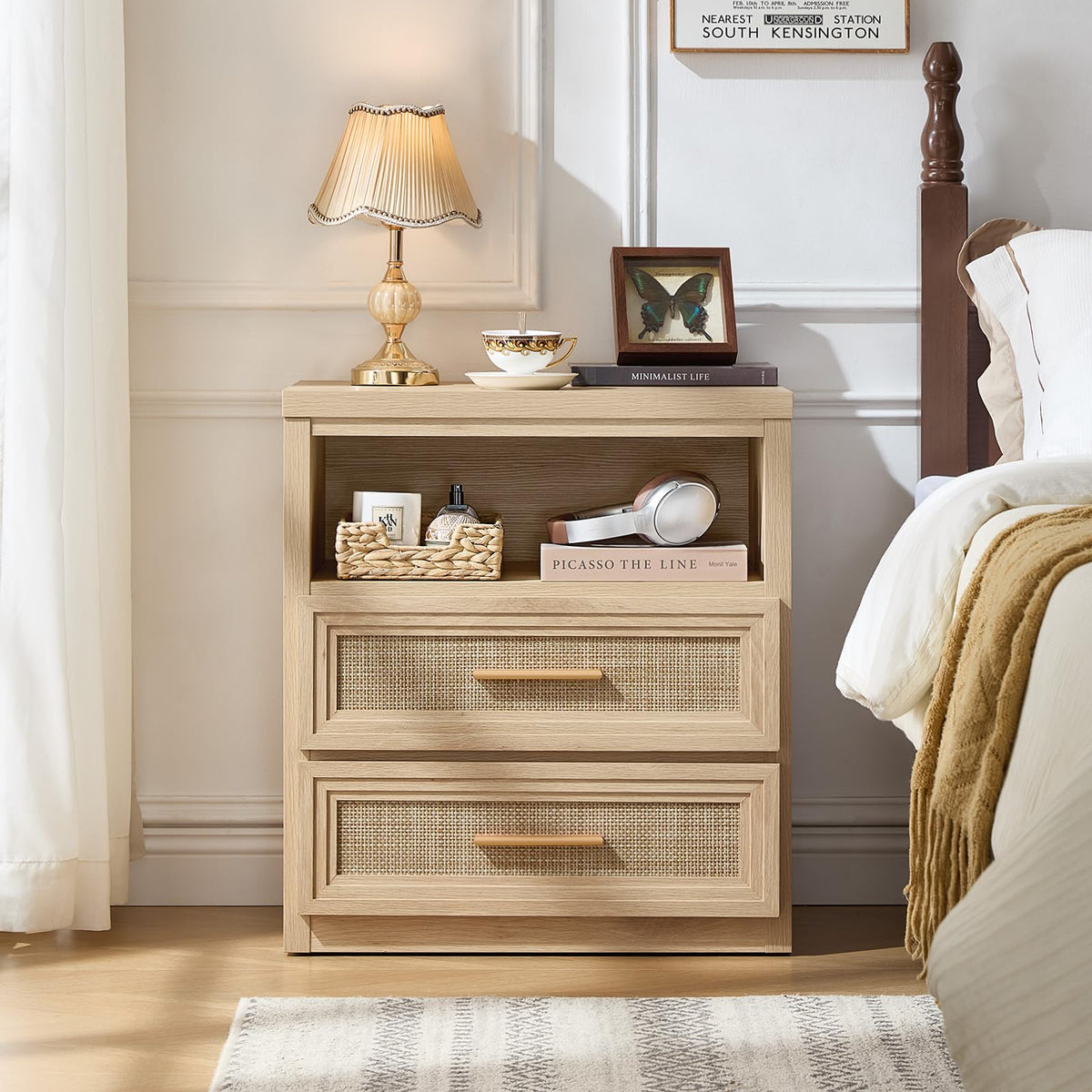 RWYHG 55.1" Wide Farmhouse 6 Drawers Dresser for Bedroom, Light Walnut