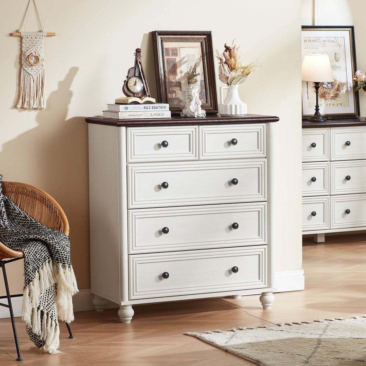 RWYHG Farmhouse 5 Drawer Dresser for Bedroom, 35.5" Small Dressers