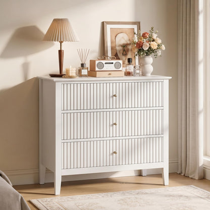 RoyalCraft 6 Drawer Dresser, Fluted Modern Wood Chest of Drawers, Long Dresser for Bedroom TV Stand Storage Cabinet for Living Room, Blue
