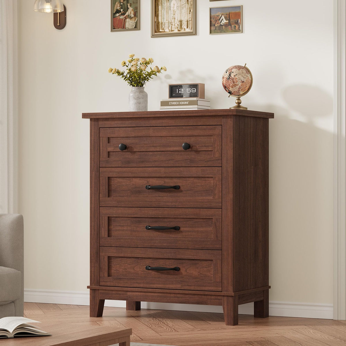 GarveeHome 6 Dresser for Bedroom, 47 in Wide Drawer Dresser with Storage Freestanding, Wooden Closet Storage Chest for Living Room, Bedroom, Entryway, Ash Grey