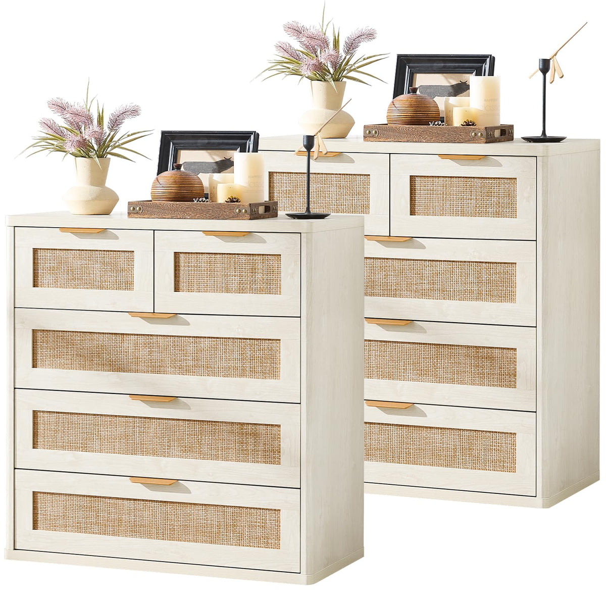 LEYAOYAO Rattan Dresser for Bedroom, 41" Tall Chest of Drawers