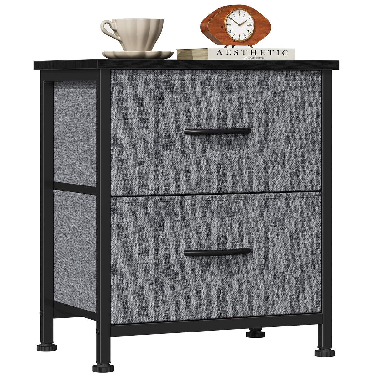 Sweetcrispy Nightstands Set of 2 with 2 Storage Drawer, Small Bedside Table