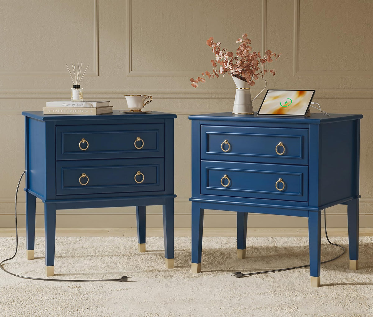 Huuger 27.6 Inch Tall Nightstand with Charging Station, USB-C Port