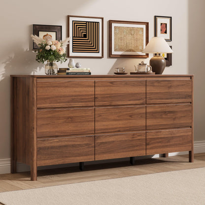 MAISONARIA Walnut 5 Drawer Dresser for Bedroom, 45"Tall Modern Wood Dresser