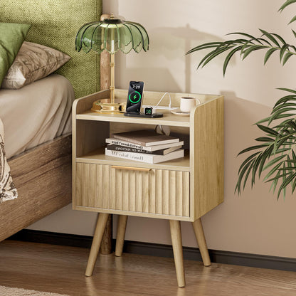 Huuger Nightstand Set of 2 with Charging Station, USB-C Port, End Tables