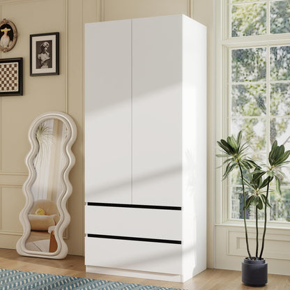 White Armoire Wardrobe Closet with 4 Doors, 75" Tall x 63" Wide