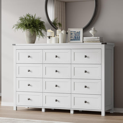 BORNOON 9-Drawer Dresser, Modern Wooden Storage Chest of Drawers, Dresser TV Stand, Wood Drawer Organizer with Metal Handles for Bedroom, Living Room, Hallway