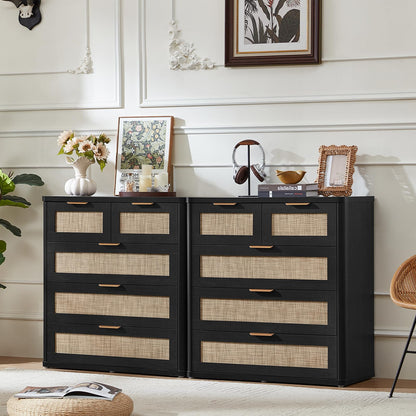LEYAOYAO Rattan Dresser for Bedroom, 41" Tall Chest of Drawers